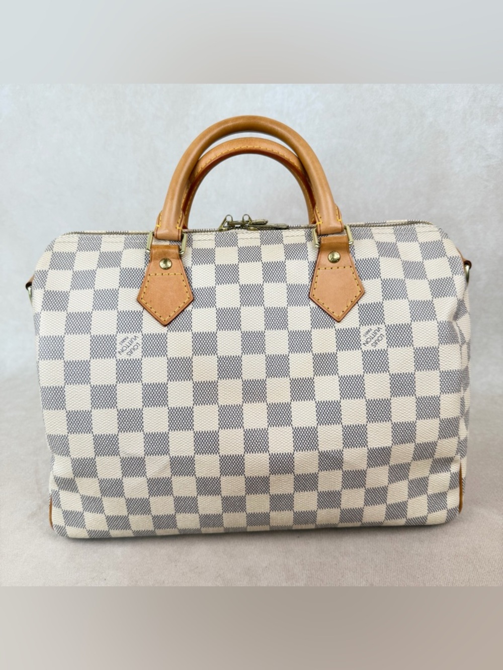 Louis Vuitton Speedy Bandoulière 30 Damier Azur Crossbody Bag w/ Strap & Lock - Picture 10 of 16